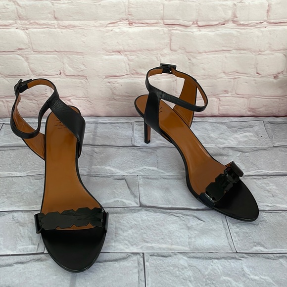 AQUATALIA BLACK LEATHER HEELS SIZE 11 - Picture 1 of 9